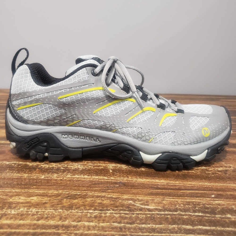 Merrell Trail Shoes Mens 8 J37629 Gray Good Vibram Hiking Athletic Sneakers
